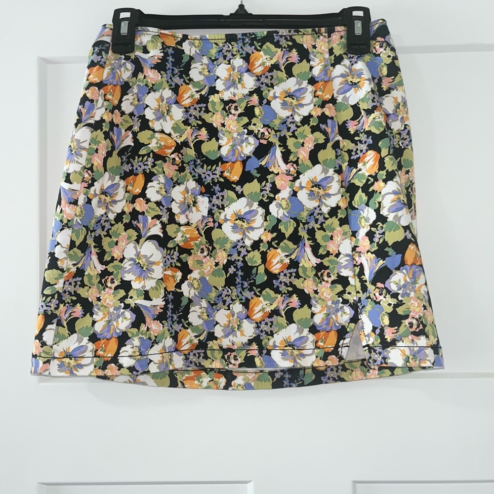 Wild Fable Orange Black Skater Mini Skirt